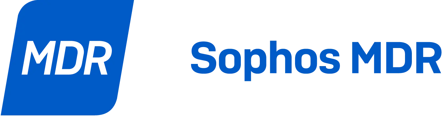 Logotipo de Sophos MDR en azul, representando el servicio de detección y respuesta gestionada ante amenazas.
